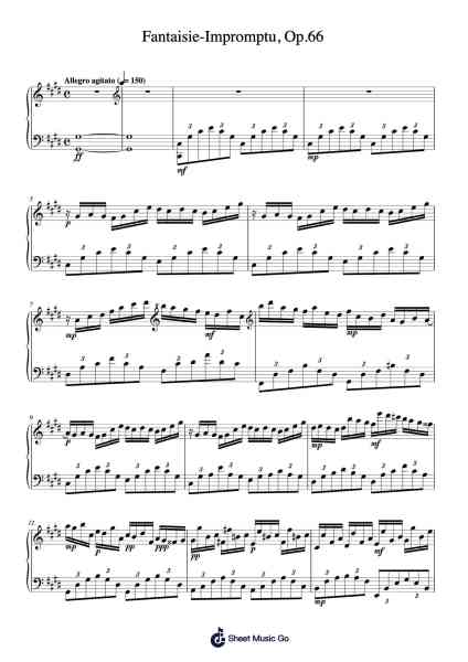 Fantaisie-Impromptu in C-sharp Minor, Op. 66 Sheet Music by Frédéric Chopin-Arr.Thomgreg