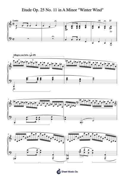 Etude Op. 25 No. 11 in A Minor "Winter Wind" Sheet Music by Chopin-Arr.Rooven
