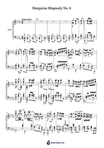 Hungarian Rhapsody No. 6 in D-flat major, S.244/6 Sheet Music by Franz Liszt-Arr.Linrae