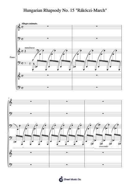 Hungarian Rhapsody No. 15 in A Minor: Rákóczi-March Sheet Music by Franz Liszt-Arr.Gemcol Nemott