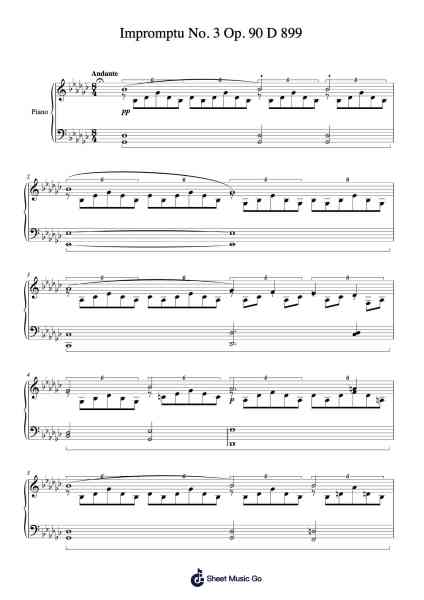 Impromptu No. 3 in G-flat Major, Op. 90, D. 899 Sheet Music by Franz Schubert-Arr.Taypeare Rolius