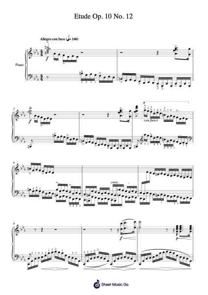 Etude Op. 10 No. 12 in C Minor "Revolutionary" Sheet Music by Frédéric Chopin-Arr.Brosaul