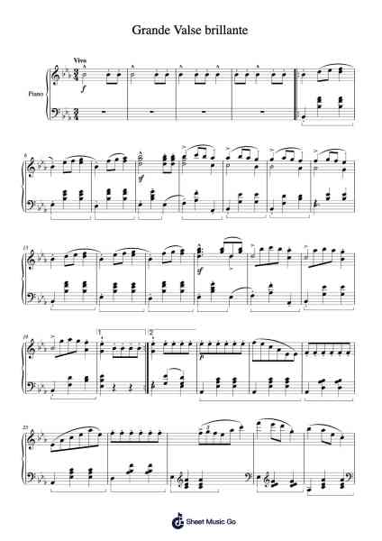 Waltz Op. 18 in E♭ Major, "Grande Valse Brillante" Sheet Music by Frédéric François Chopin-Arr.Clylogg Brarie