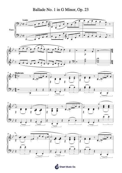 Ballade No. 1 in G Minor, Op. 23 Musica per pianoforte di Frédéric Chopin - Arr.Bulwatt Beergrant