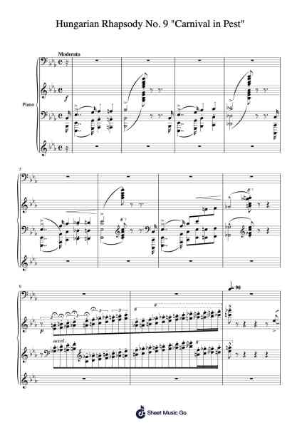 Hungarian Rhapsody No. 9 "Carnival in Pest" Sheet Music by Franz Liszt-Arr.Lowell