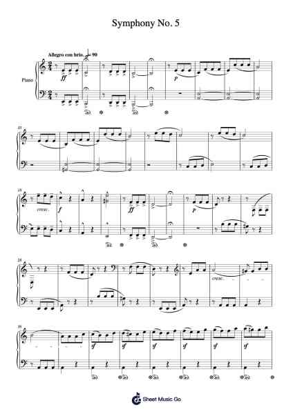 Symphony No. 5 in C Minor, Op. 67 Sheet Music by Ludwig van Beethoven-Arr.Strongco