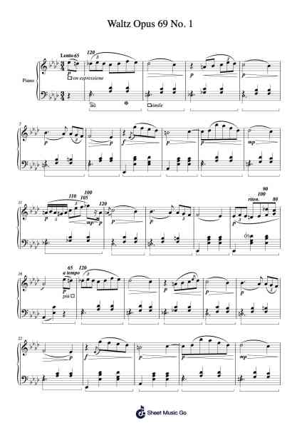 Waltz in A-flat Major, Op. 69, No. 1 Sheet Music by Frédéric François Chopin-Arr.Birdbrey