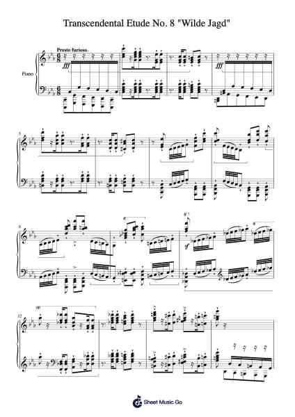 Transcendental Etude No. 8 "Wilde Jagd" Sheet Music by Franz Liszt-Arr.Yorkkim