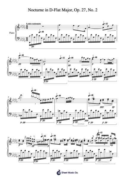 Nocturne in D-Flat Major, Op. 27, No. 2 Sheet Music by Frédéric Chopin-Arr.Winsmew