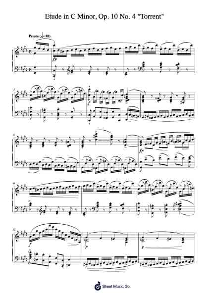 Etude in C Minor, Op. 10 No. 4 "Torrent" Sheet Music by Frédéric Chopin-Arr.Jaboyle Erve