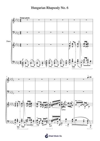 Hungarian Rhapsody No. 6 in D-flat Major Sheet Music by Franz Liszt-Arr.Blithephne