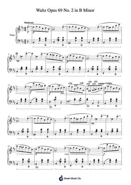 Waltz in B Minor, Op. 69, No. 2 Sheet Music by Frédéric François Chopin-Arr.Betrae Rooqe
