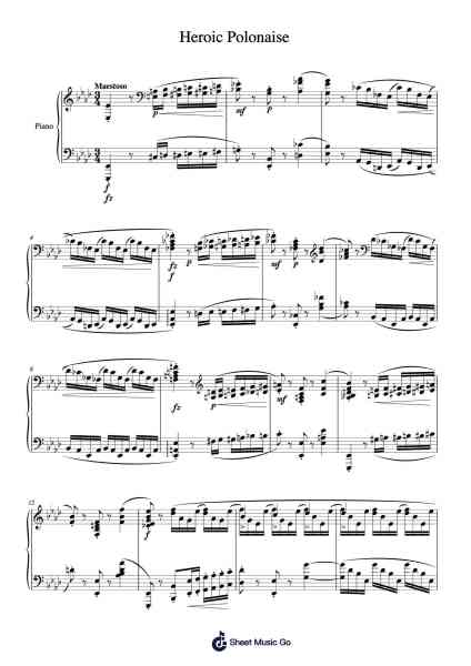 Polonaise in A-flat Major, Op. 53 "Heroic Polonaise" Sheet Music by Frédéric Chopin-Arr.Steyule Lanceac