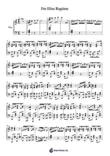 Für Elise "Ragtime" Sheet Music by Ludwig van Beethoven-Arr.Whittrine Pruham
