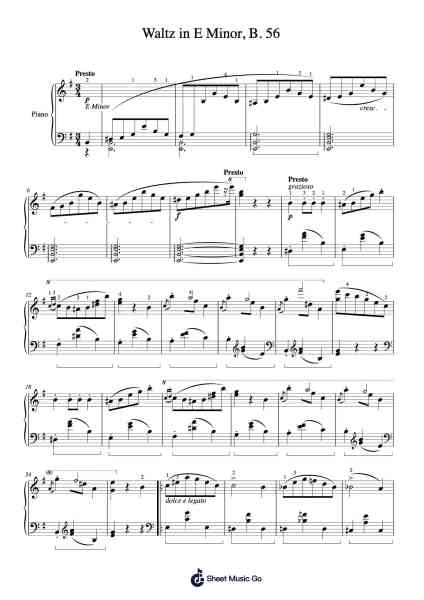 Waltz in E Minor, B. 56, KK IVa/15 Sheet Music by Frédéric Chopin-Arr.Branlaine