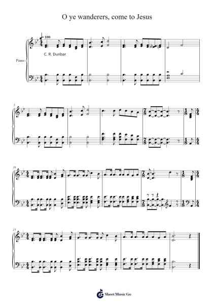 O Ye Wanderers, Come to Jesus Sheet Music by Isaac Watts-Arr.Branlaine