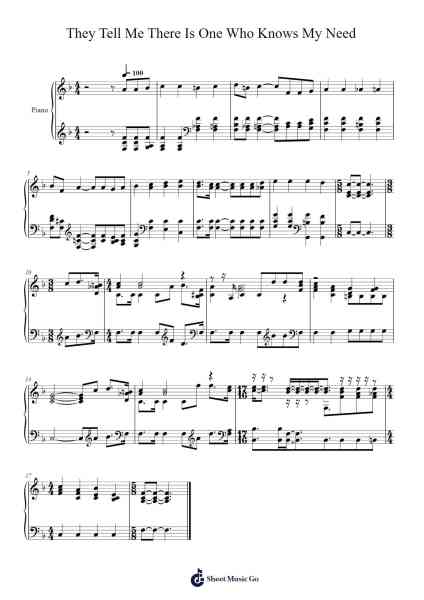They Tell Me There Is One Who Knows My Need 樂譜由 Isaac Watts - 編曲 Prittville Millbrian