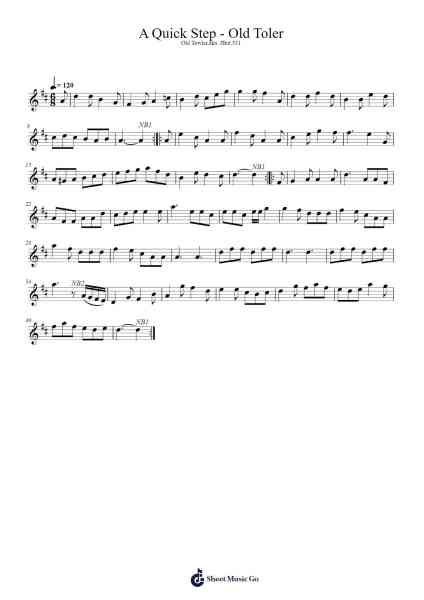A Quick Step - Old Toler, JBut.531 Sheet Music by Pritthart-Arr.Dolamb Strafay
