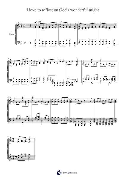 I Love to Reflect on God's Wonderful Might 樂譜由 Isaac Watts - 編曲 Bobtab