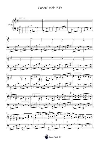Canon Rock in D Sheet Music by J.Pache1be1 (Bach)-Arr.Latnon Yonngpold