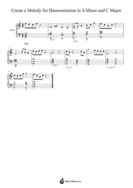 Create a Melody for Harmonization in A Minor and C Major Sheet Music by undefined-Arr.Joejosh Demptout
