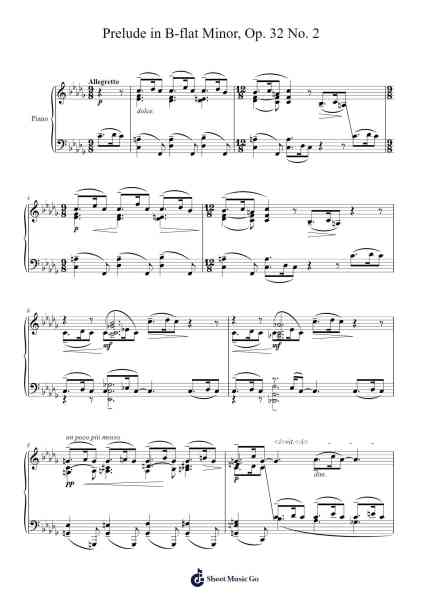 Prelude in B-flat Minor, Op. 32 No. 2 Sheet Music by Sergei Rachmaninoff-Arr.Rhotab