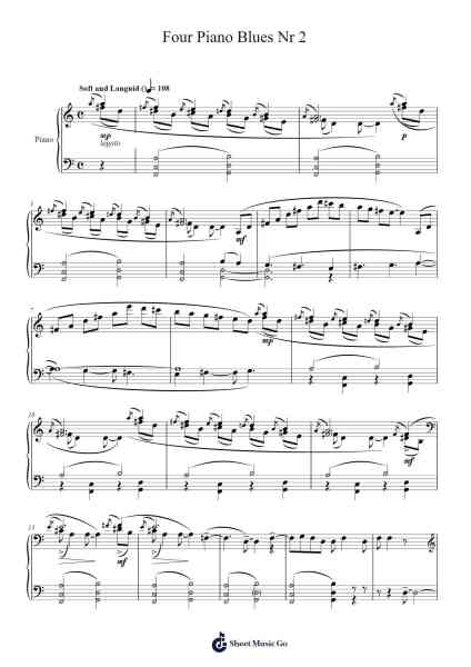 Four Piano Blues: Nr. 2 Sheet Music by Aaron Copland-Arr.Quingar