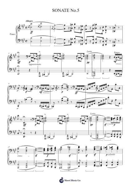 Sonate No. 5 楽譜 by Johann Nepomuk Hummel-Arr.Alickthodore