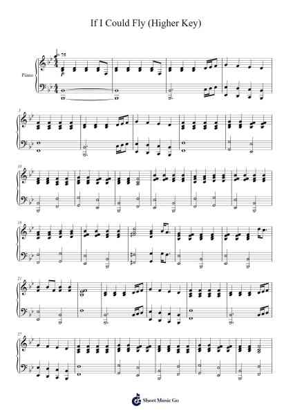 If I Could Fly (Higher Key) Sheet Music by Sing2Piano-Arr.Wyattnix Abniel