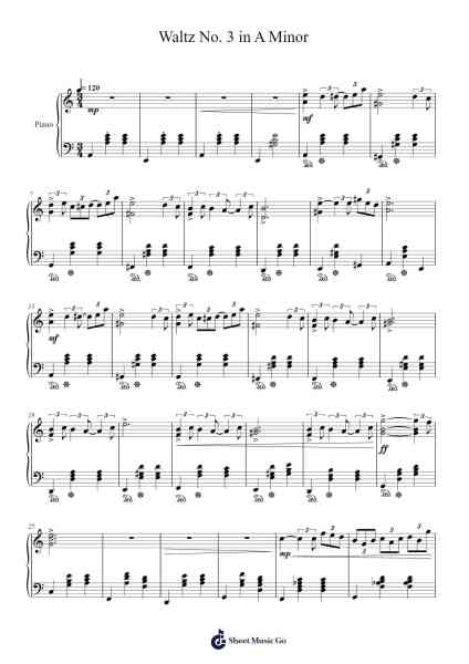 Waltz No. 3 in A Minor 樂譜由 R. Ejaz - 編曲 Paggo Bruhale