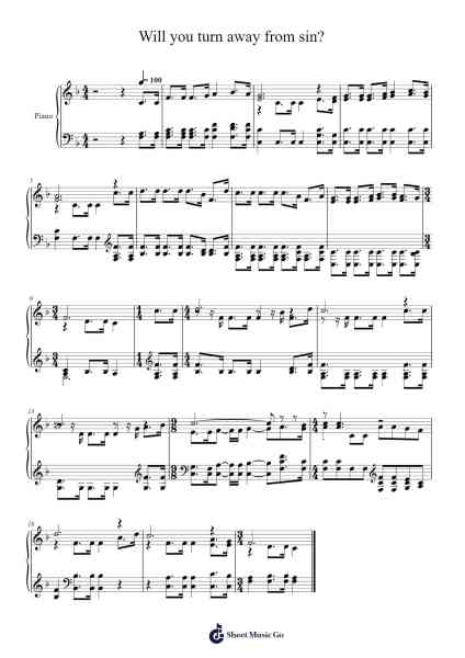 Will You Turn Away from Sin? 악보 Isaac Watts - 편곡 Woodcie Budad