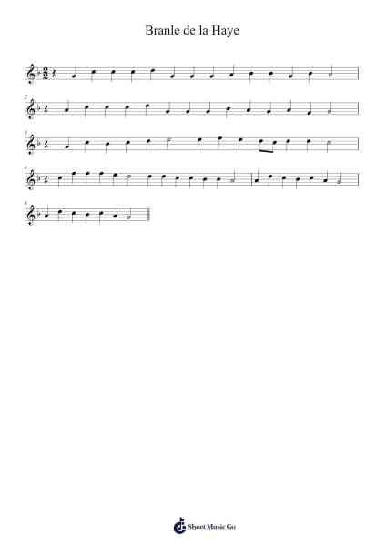 Branle de la Haye Sheet Music by undefined-Arr.Pomiles