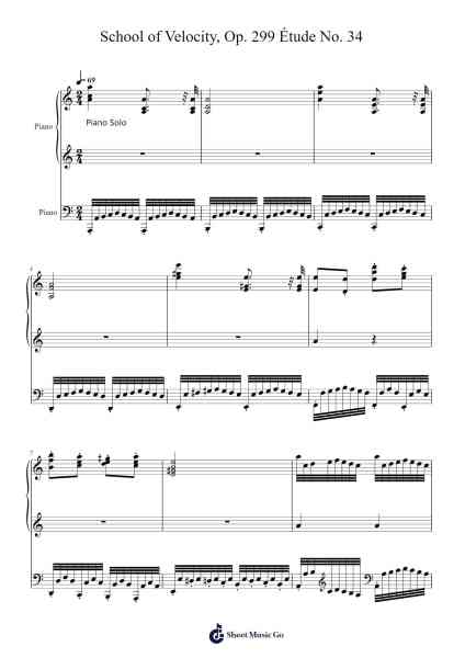 School of Velocity, Op. 299: Étude No. 34 樂譜由 Carl Czerny - 編曲 Huce Earlville