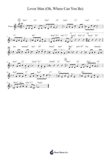 Lover Man (Oh, Where Can You Be) Sheet Music by Jimmy Davis-Arr.Rayward