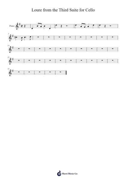 Loure from the Third Suite for Cello Sheet Music by Johann Sebastian Bach-Arr.Chrisphael Reedno