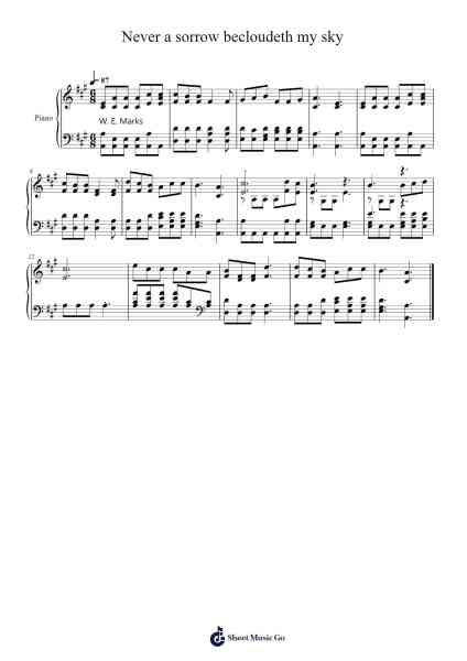 Never a sorrow becloudeth my sky 樂譜由 Isaac Watts - 編曲 Wolian