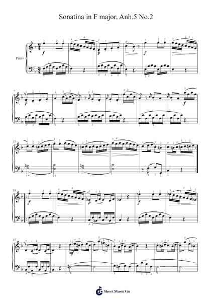 Sonatina in F Major, Anh. 5 No. 2 Sheet Music by Ludwig van Beethoven-Arr.Maglius
