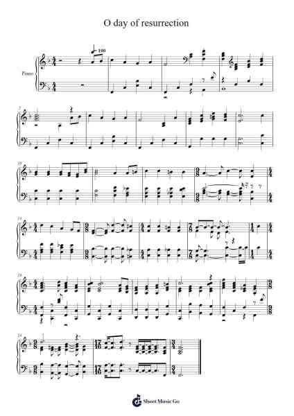 O Day of Resurrection 樂譜由 Isaac Watts - 編曲 Hewdys