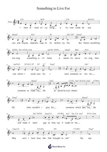 Something to Live For Sheet Music by Duke Ellington/Billy Strayhorn-Arr.Rydiah