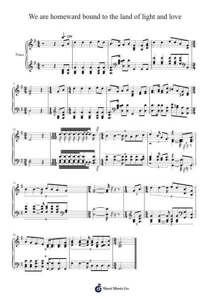 We are homeward bound to the land of light and love Musica per pianoforte di Isaac Watts - Arr.Pubey
