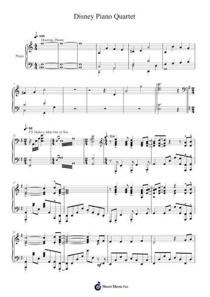 Disney Piano Quartet Sheet Music by undefined-Arr.Houscar Moulwat