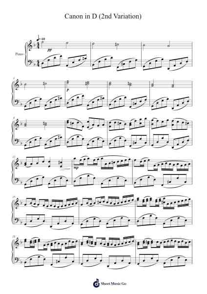 Canon in D (2nd Variation) Sheet Music by Johann Pachelbel-Arr.Vicline Byzer