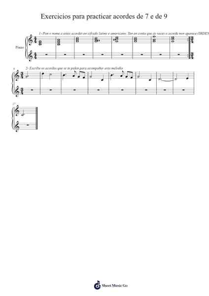 Exercicios para practicar acordes de 7 e de 9 樂譜由 undefined - 編曲 Franfield Pricecil