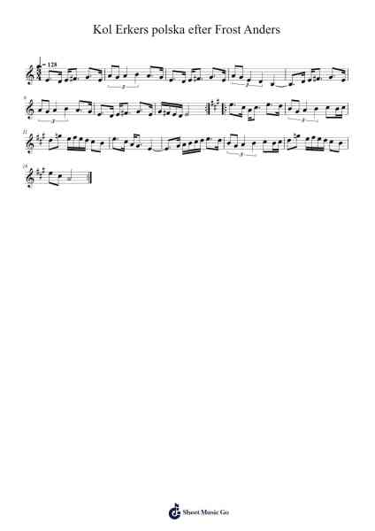 Kol Erkers polska efter Frost Anders Sheet Music by Sharp Charms-Arr.Hartelius Toddkit