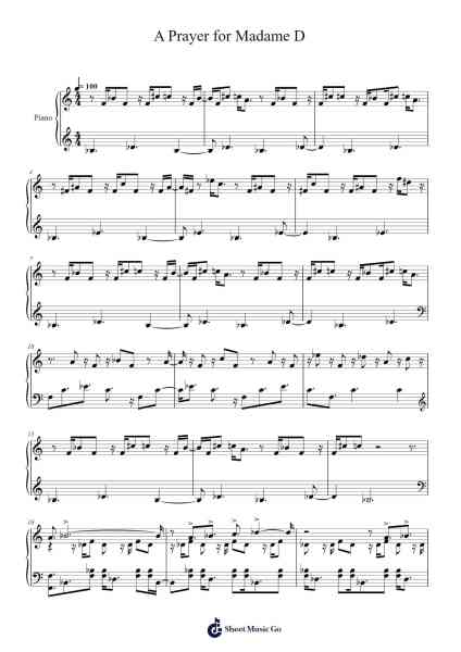 A Prayer for Madame D Sheet Music by Alexandre Desplat-Arr.Krisbe Chadky