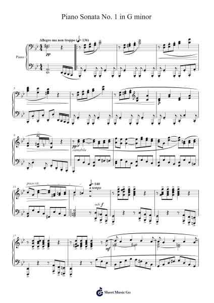 Piano Sonata No. 1 in G Minor, Op. 1: I. Allegro ma non troppo 樂譜由 ONG Ping Din - 編曲 Gracejosh