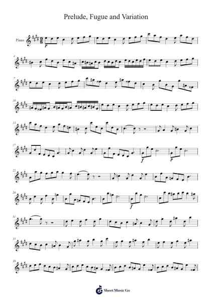 Prelude, Fugue and Variation Sheet Music by JoaoVicente97-Arr.Egger Daveky