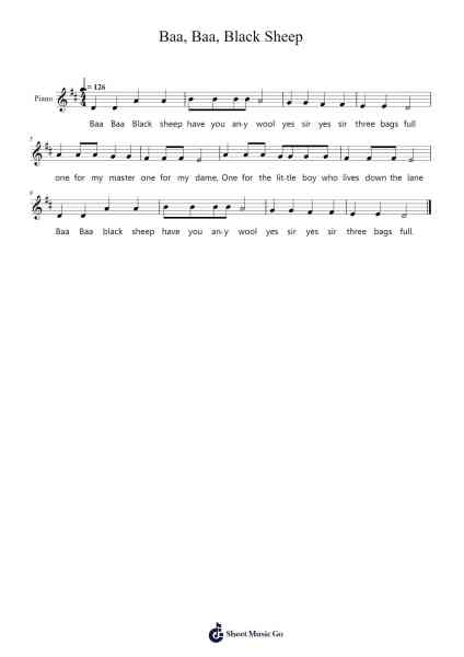 Baa, Baa, Black Sheep 樂譜由 Traditional - 編曲 Shircent