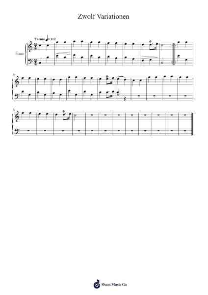 Zwolf Variationen 樂譜由 Wolfgang Amadeus Mozart - 編曲 Hagchel Perpel