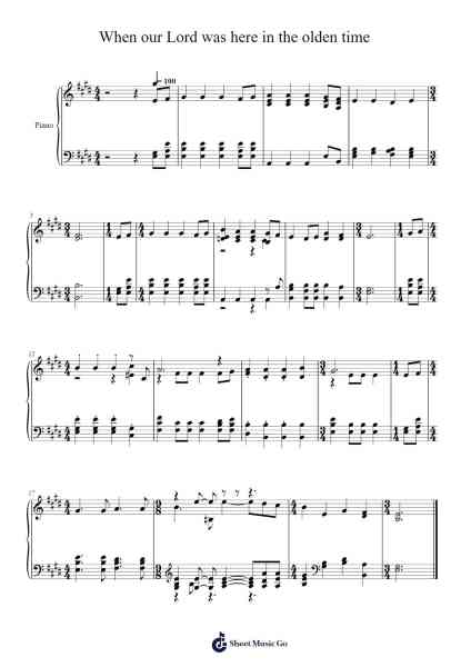 When Our Lord Was Here in the Olden Time 楽譜 by Isaac Watts-Arr.Blyxine Cojane